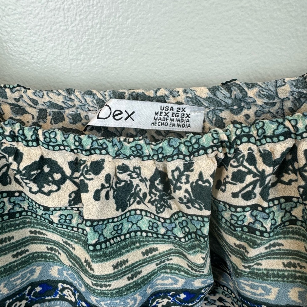 DEX Boho Maxi Dress Tie Shoulder 2X Summer - Picture 6 of 8